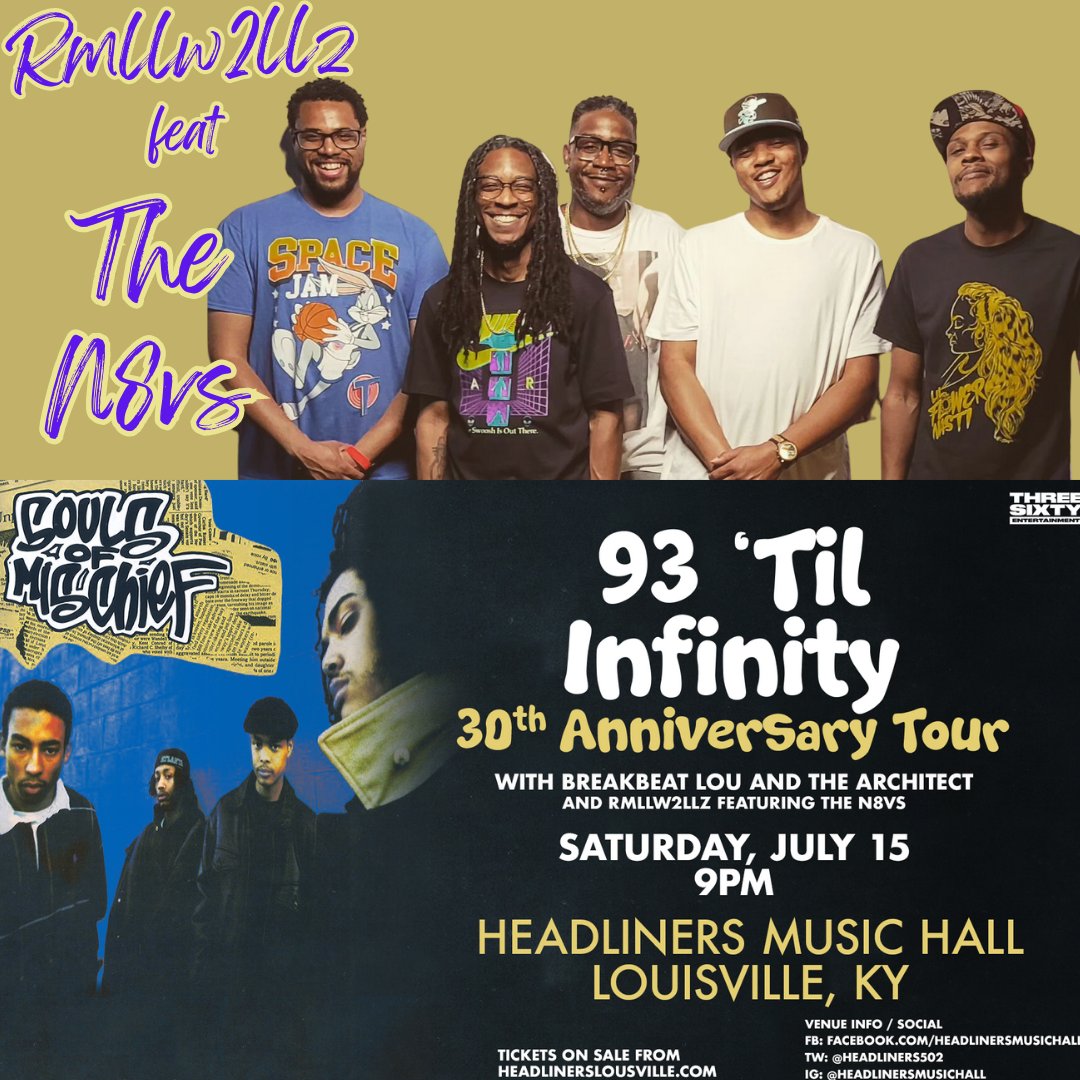 kr8vn8vsrecords's tweet photo. Yall ready for a dope ass set from @rmllw2llz & The N8vs?
Souls of Mischief · Breakbeat Lou and the Architect · Rmllw2llz feat The N8vs
30th Anniversary Tour
#SoulsOfMischief #93TilInfinity #Rmllw2llz #TheN8vs #Headliners #Bkr8v #Kr8vN8vsRecords #OneTeamOneDreamAndShit https://t.co/KjZOE1jl1g