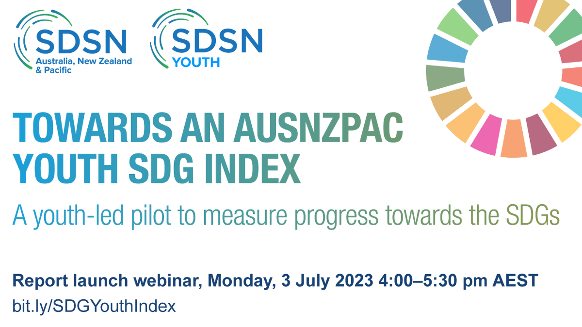Please join us on 3 July to launch <a href="/SDSNYouth/">SDSN Youth</a> AusNZPac’s groundbreaking new report. This youth-led project is the first to use the #SDGs to measure #YouthProgress towards #SustainableDevelopment development.
bit.ly/SDGYouthIndex <a href="/UNSDSN/">SDSN</a>
<a href="/MonashMSDI/">Monash Sustainable Development Institute</a>