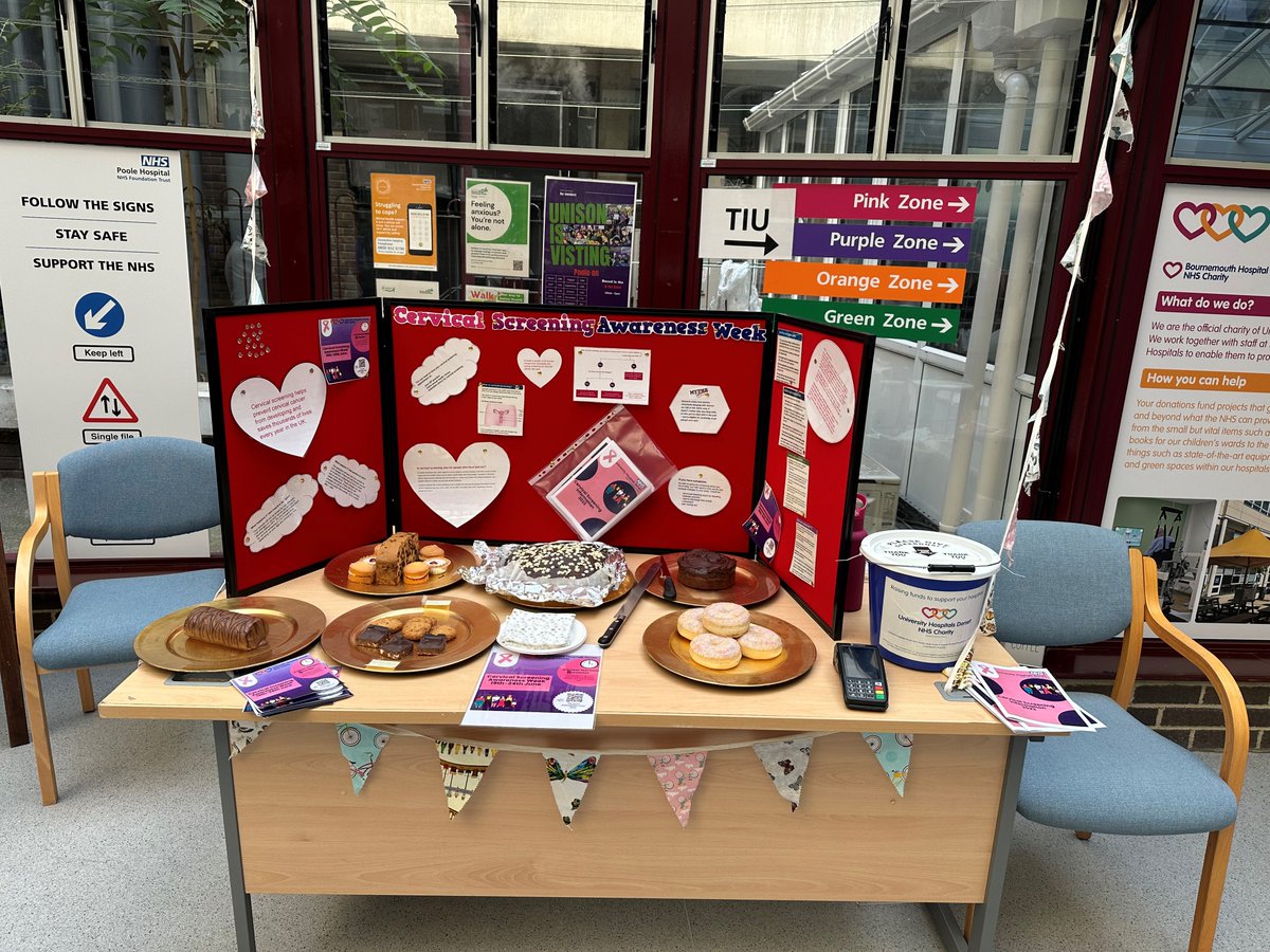 Back again this morning until 12 to raise awareness for #CervicalScreeningAwarenessWeek in the Dome at Poole Hospital. All funds are being raised for Colposcopy equipment. Would be lovely to see you.