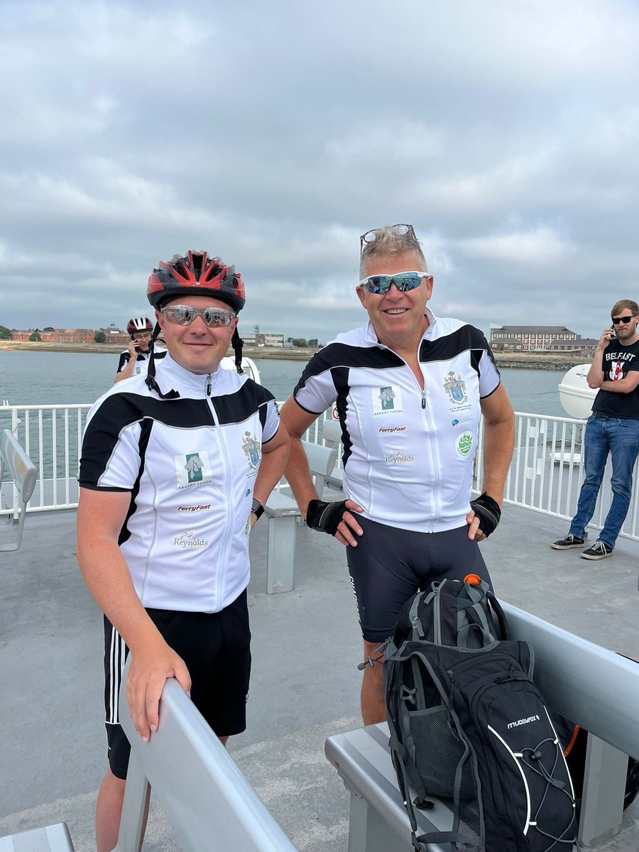 FruitLivery's tweet photo. And they're off! Team Fruiterers - 7 brave cyclists - will today cycle 125km around the Isle of Wight to raise money for #CityHarvest. But first, to get there on the ferry! 
You can sponsor and support them here: https://t.co/dKQfy70mGs https://t.co/BxQuFKBSwL