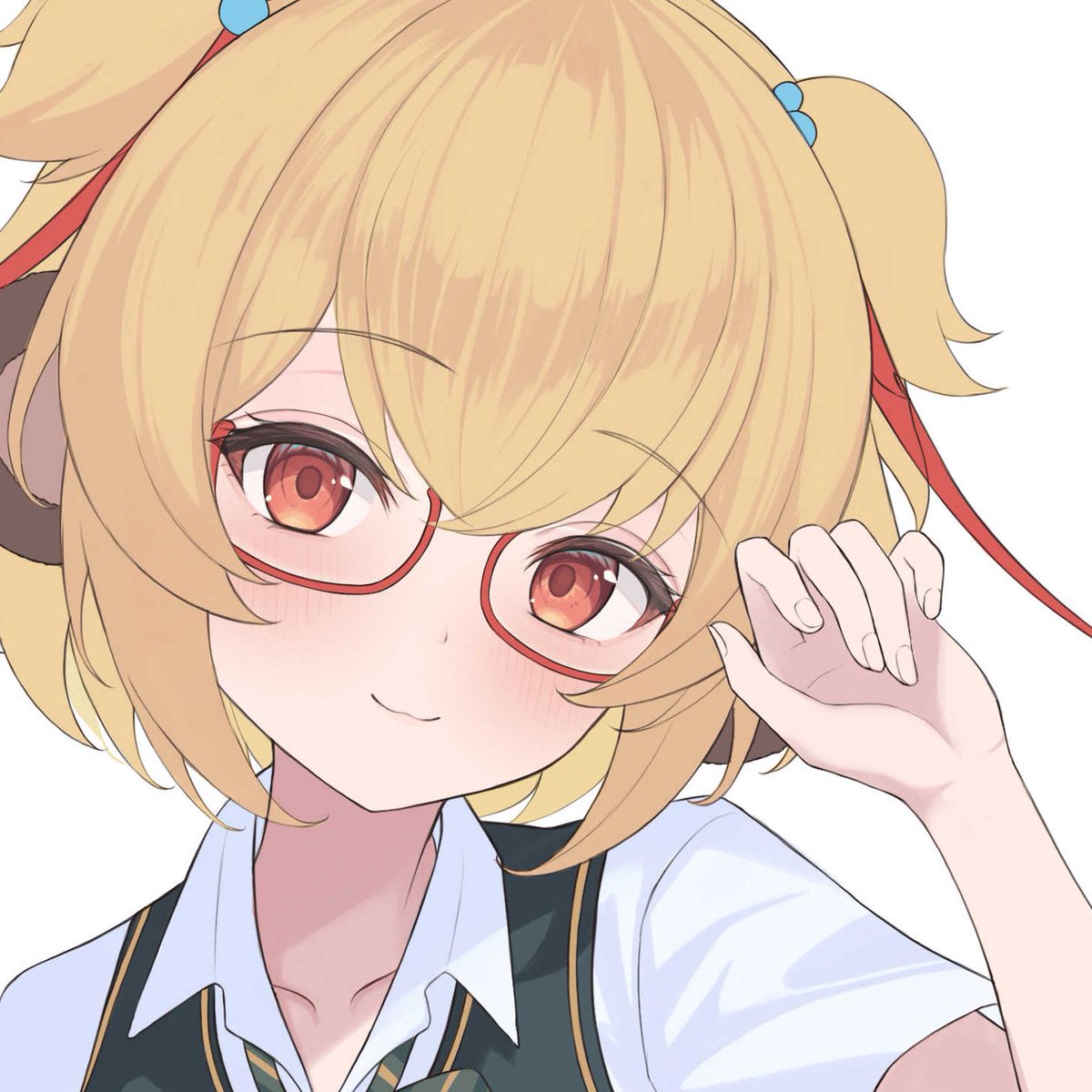 andira (granblue fantasy) 1girl blonde hair solo glasses animal ears looking at viewer red eyes  illustration images