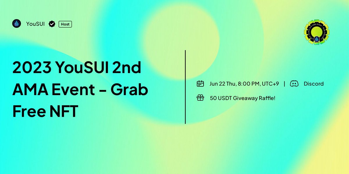 YouSUI_Global's tweet photo. It's AMA time! 🎉@YouSUI_Global

Join us for our Second AMA Session!  Get ready to have all your concerns and questions addressed live!
🗓️Date: June 22nd 
⏰Time: 11pm UTC 
 📍 Place: https://t.co/aVHf5jyKDS

🕚 Time : 12pm UTC -> 11pm UTC

Be there and stand a chance to win random perks as a token of our appreciation!

🌈See you all there! #YouSUI #AMA #SuiEcosystem 
@SuiNetwork @Mysten_Labs