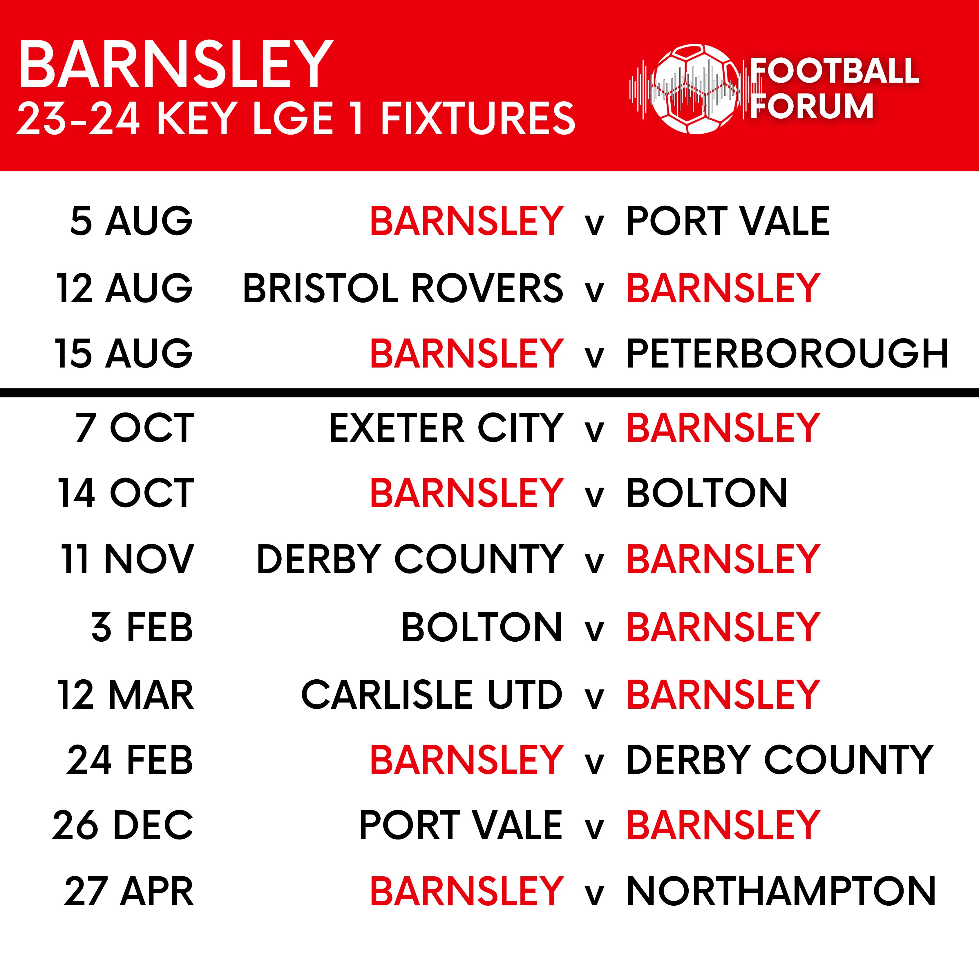 Barnsley fixtures online