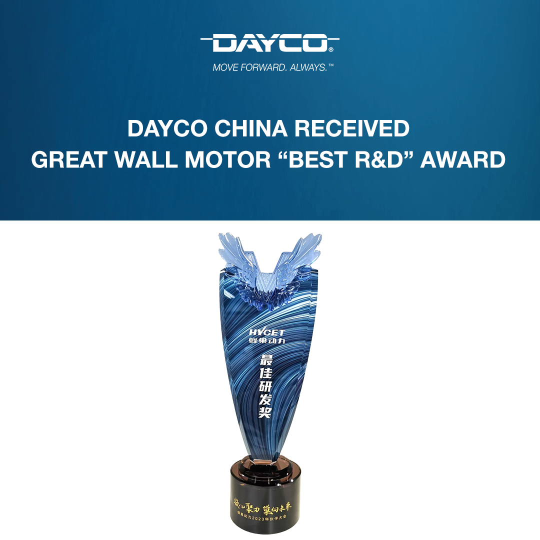 We are pleased to announce that Dayco China has received “Best Research and Development Award” from <a href="/GWMGlobal/">GWM Global</a>  and #HYCET during 2023 Partnership Conference held in Chongqing city.
Read more&gt; dayco.com/en/dayco-recei…