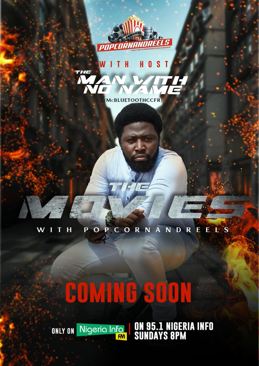 popcornandreels's tweet photo. THE MOVIES with Popcornandreels is back on radio
Sundays 8pm on 95.1 Nigeria Info fm Abuja @NigeriaInfoAbj
With your host The man with no name @mcbluetoothccfr & @fokiss the Usual Suspects
Tag a movie buff and set your reminders for July
#TheMovies #Popcornandreels #film #tv https://t.co/fCwJExqxyr