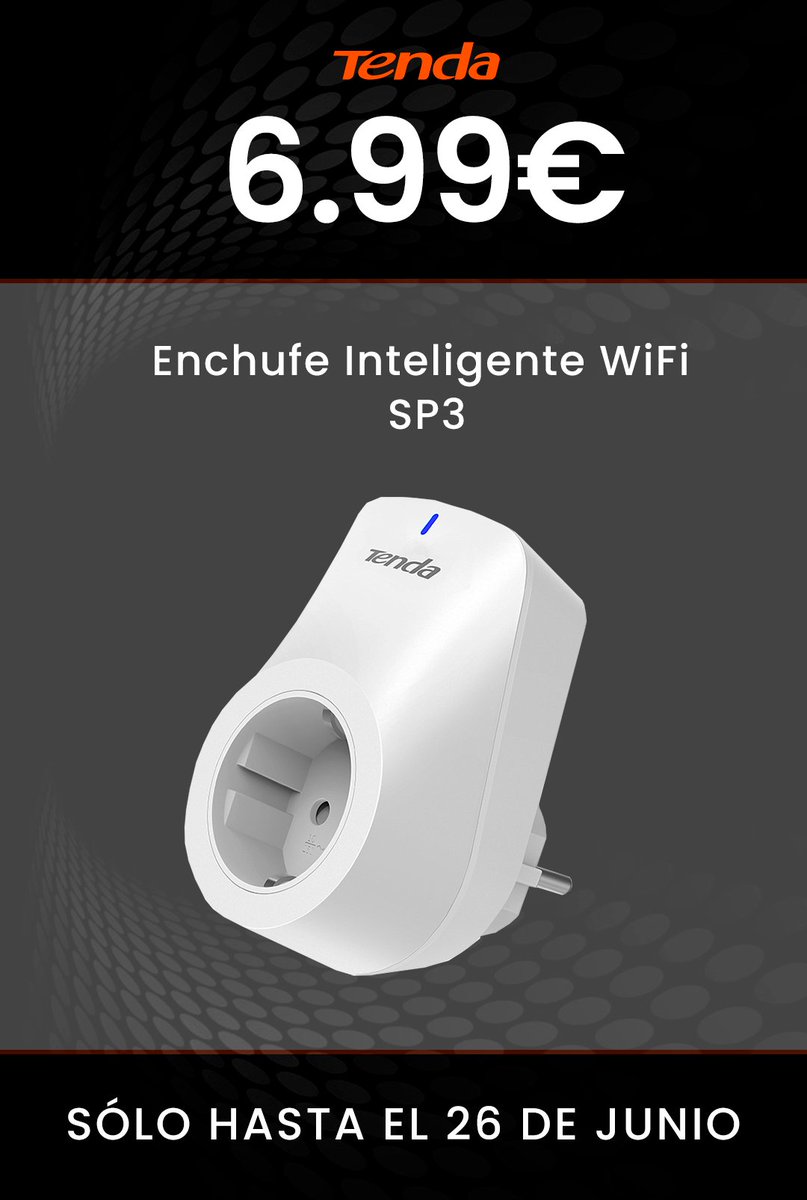La #oferta #Tenda del #jueves. El enchufe inteligente #WiFi SP3 a 6,99€, un precio de risa. La oportunidad perfecta de ahorrar en electricidad gastando lo mínimo. ¡No te la pierdas! ▶️ bit.ly/3Xhzww5