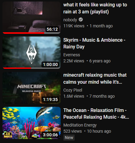 riverroadglow's tweet photo. the 5 horsemen of keeping me sane during the long library hours for my master's thesis: playlists by nobody (big recommend), skyrim ost, minecraft ost, aquarium music and the käärijä recorded concerts <3 https://t.co/ppcyCqnnxd