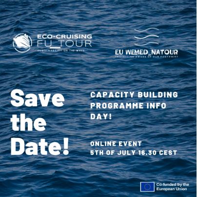 📣 SAVE THE DATE! 📣 @eco_cruisingFT is joining forces with WeMED_NaTOUR project to host an info day. During the event, participants will be able to learn about the chances to improve their tourism-related skills. 🗓️July 5th at 16.30 CEST bitly.ws/JfwX