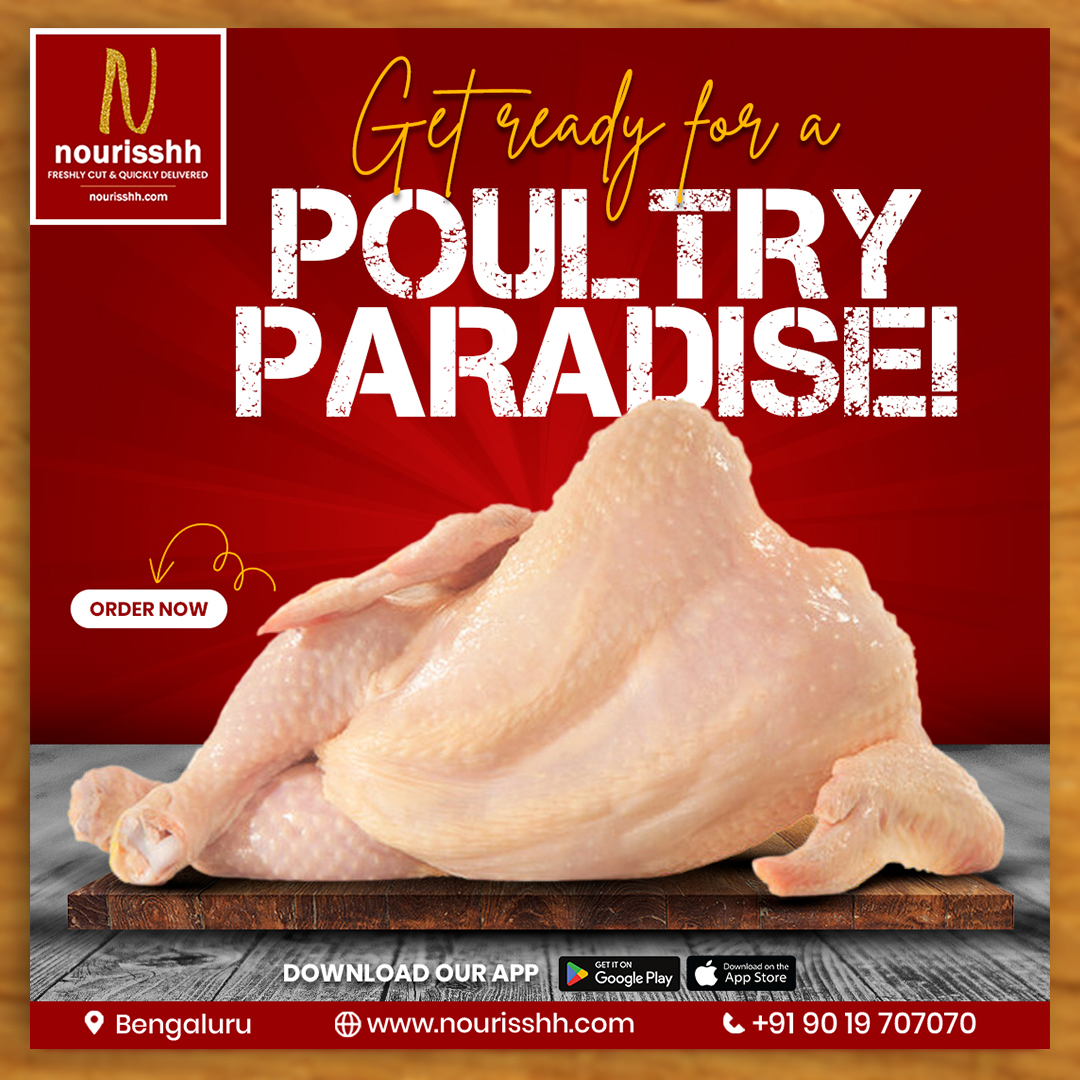 Experience the epitome of freshness with our handpicked, farm-to-table chicken.😄🍗 

Visit: nourisshh.com
Download our app: rb.gy/y78l

#FreshCutChicken #FarmToTable #HealthyEating  #FlavorfulFeast #Nourisshh #NutritiousChoice #Bengaluru #Bangalore