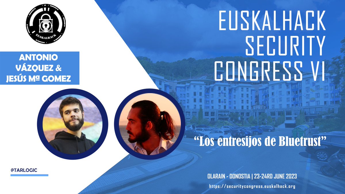 Tarlogic's tweet photo. What are the ins and outs of #BlueTrust? Where is the research headed? Jesús Mª Gómez and @antonvblanco, members of the @Tarlogic Innovation team, will present tomorrow at @EuskalHack a few technology-related news.
Stay tuned! 😜 https://t.co/ImhP7p8TX6