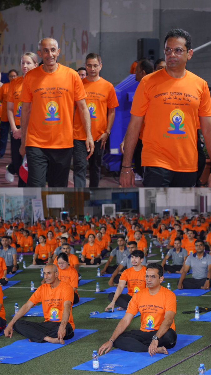 Happy to Participate at the  @Indemb_Muscat on the #9thInternationalYogaDay with the participants of more than 2000 Peoples from different nationalities.
#InternationalDayofYoga2023 
#YogaForHealth