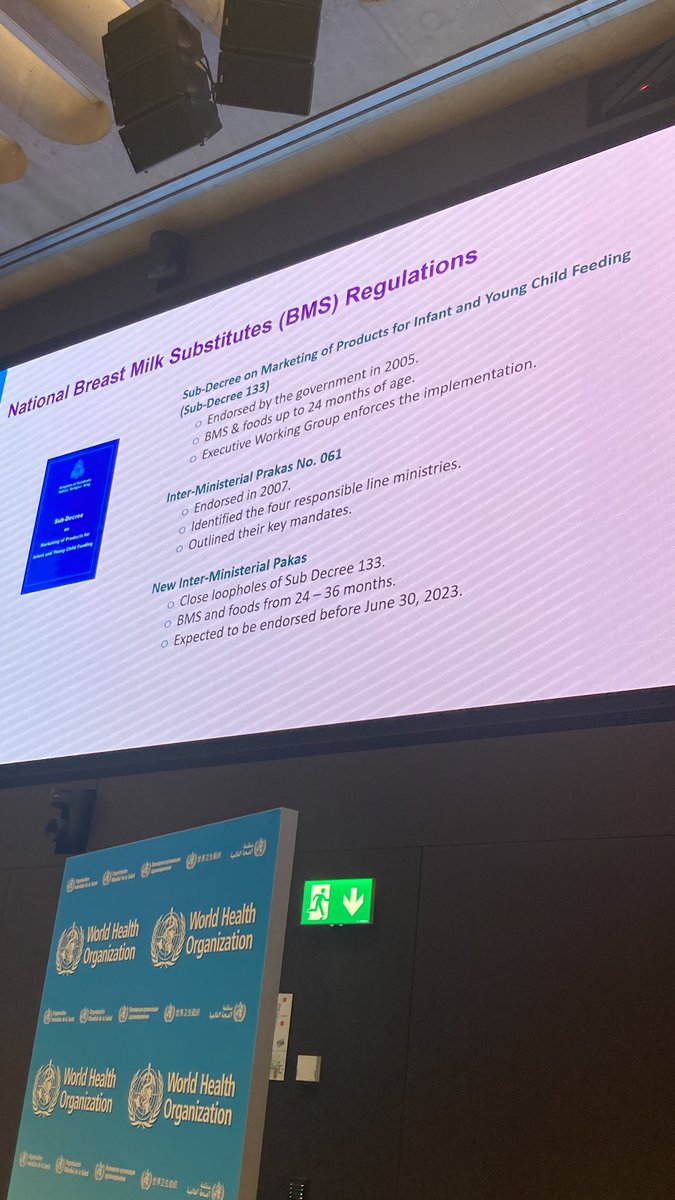 Hearing now from Hou Kroeun of Cambodia on country level experiences in rolling out their Code monitoring and enforcement. Comprehensive regulations including 0-36 months product scope and digital marketing 👏