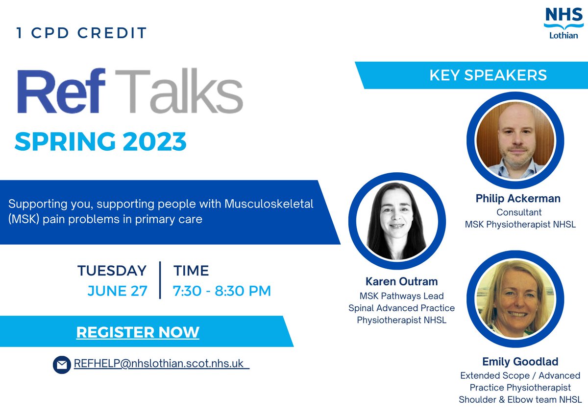 Have you registered for the MSK RefTalks webinar yet? We have 83 registrations so far and less than a week to go…so hurry up and register now! apps.nhslothian.scot/refhelp/educat…