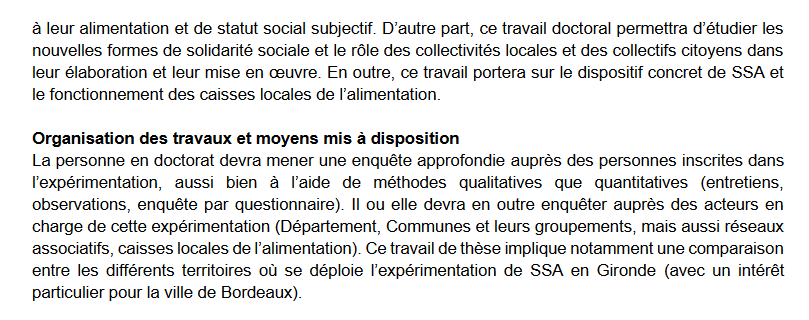 antoine_abdr's tweet photo. 📢 Offre de contrat doctoral (Cifre): Expérimenter la Sécurité sociale de l'alimentation.

Thèse encadrée par Sylvain Bordiec et moi-même.
Accueil Cifre: CCAS de la Ville de Bordeaux

Dossier de candidature à envoyer pour le 13 juillet 2023:

https://t.co/fWgyuzlxt3 https://t.co/akbqAFYkYm