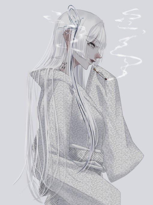 「smoke white hair」 illustration images(Latest)｜6pages