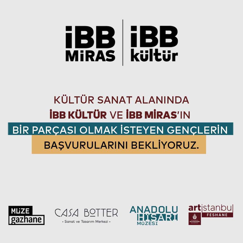 İBB Kültür ve İBB Miras’ın yürüttüğü çalışmalara dahil olmak, farklı bilgi ve becerilerde kültürel zenginliğinizle bize katkı sunmak isteyen gençlerin başvurularını bekliyoruz. Başvuru için ⬇️ docs.google.com/forms/d/e/1FAI…