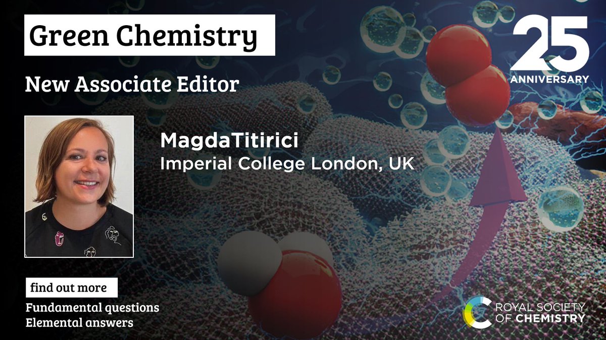 We are delighted to announce that Prof Magda Titirici <a href="/titiricigroup/">Magda Titirici</a> (Imperial College London) has been appointed as a new Associate Editor in <a href="/green_rsc/">Green Chemistry</a> 🎉

Find out more about Magda in this Blog Post ⬇
blogs.rsc.org/gc/2023/06/22/…

Pease join us in welcoming Magda in her new role!