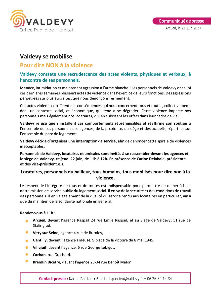 STOP Agressions. Rassemblements devant nos agences ce matin à 11h00.