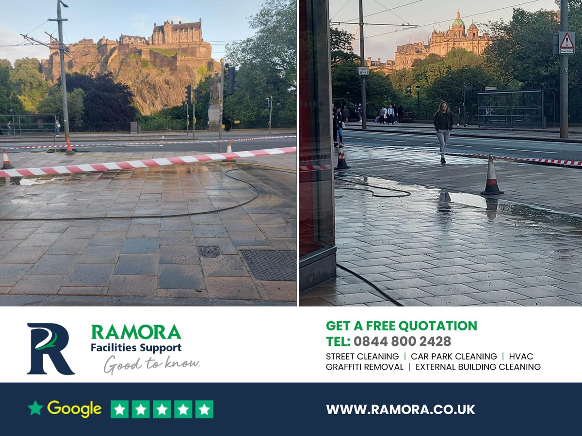 A pleasure to be cleaning the iconic Princes St for @Edinburgh_CC.

Our planning team & operatives guarantee minimal disruption to stores & passers by. #deepcleaning #edinburgh #princesstreet #exteriorcleaning #scotland #industrialcleaning #whataview #castle