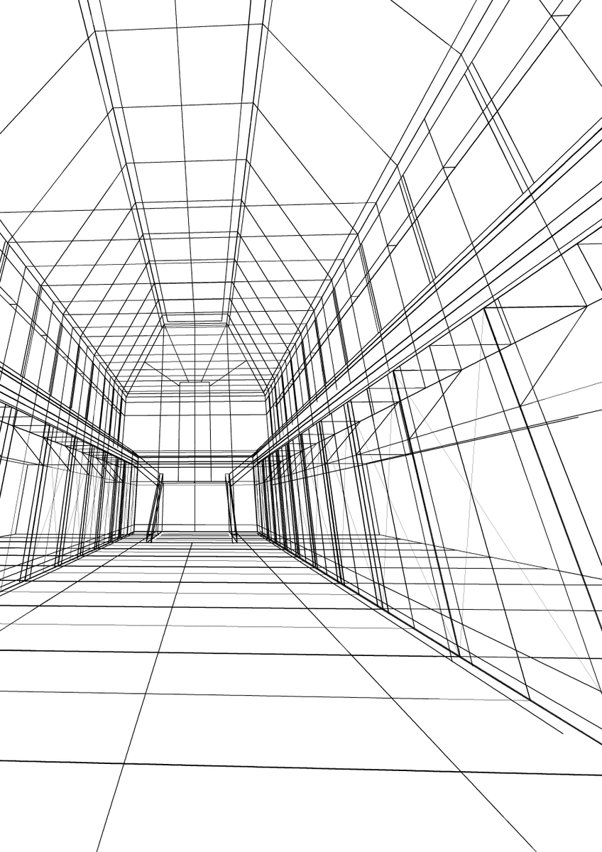 I drew myself out a perspective guide for a scene, and I'm kind of thinking this would've been faster just to model in 3D lol