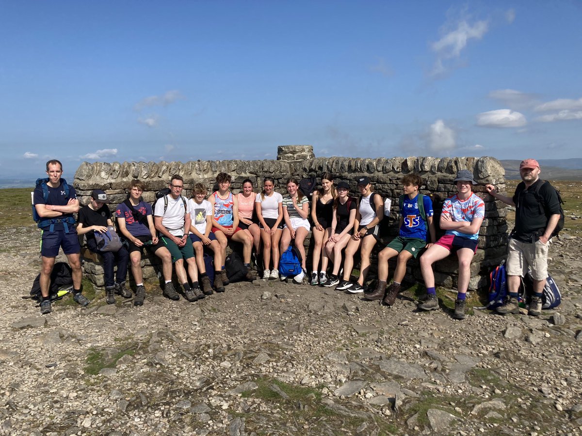 Meeting the Gaggle groups on the top of Ingleborough. They are making good time.