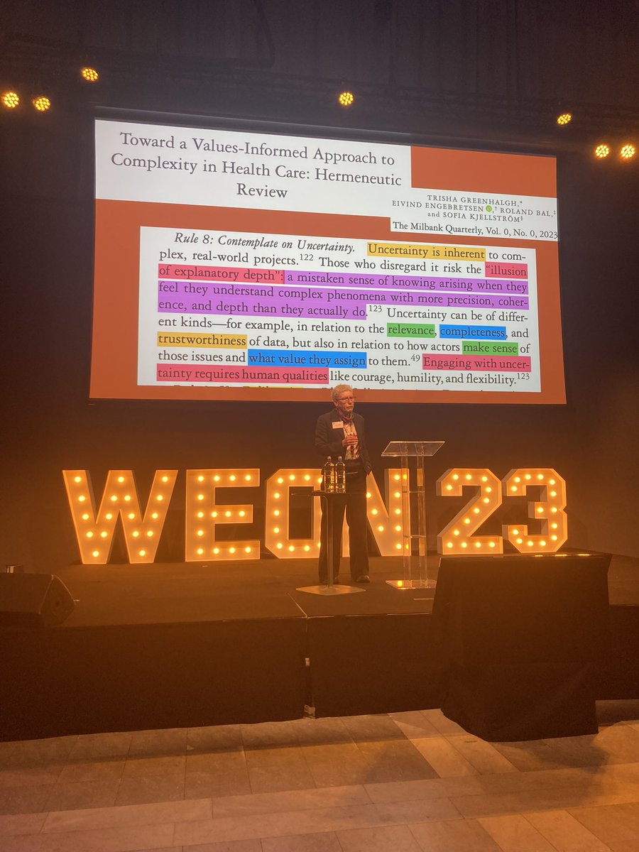 “Uncertainty is inherent to complex, real-world projects”.

Thanks to @trishgreenhalgh for the inspiring talk.

#WEON2023 #EmbracinngUncertainty @UniofOxford