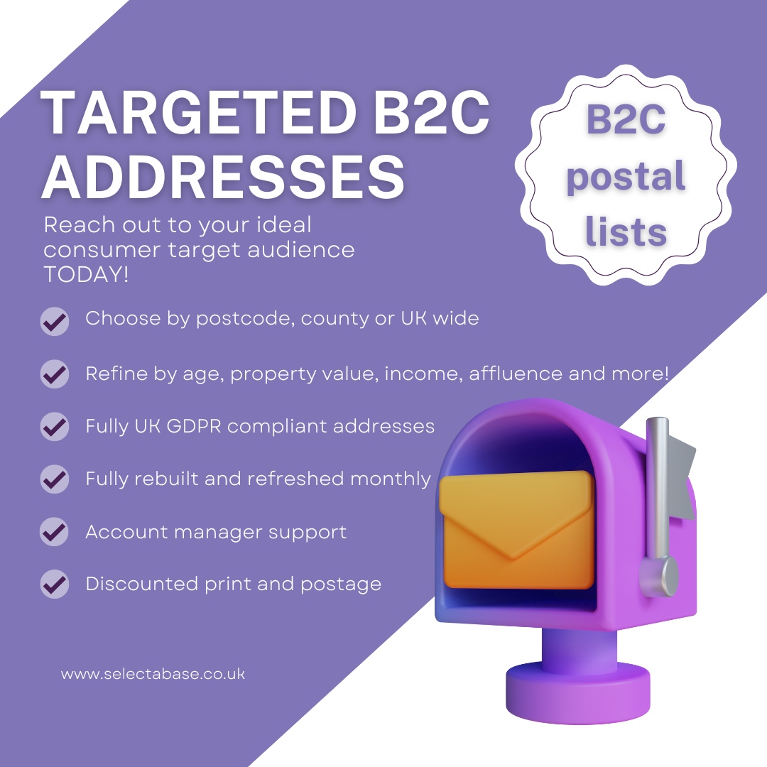 Are you looking for a GDPR compliant way of reaching a targeted B2C audience?​
For a FREE no obligation quote, please call us on 01304 383838.
Our combined print and post service allows you to send mailings for less than the cost of a 2nd class stamp!​
#b2cmarketing