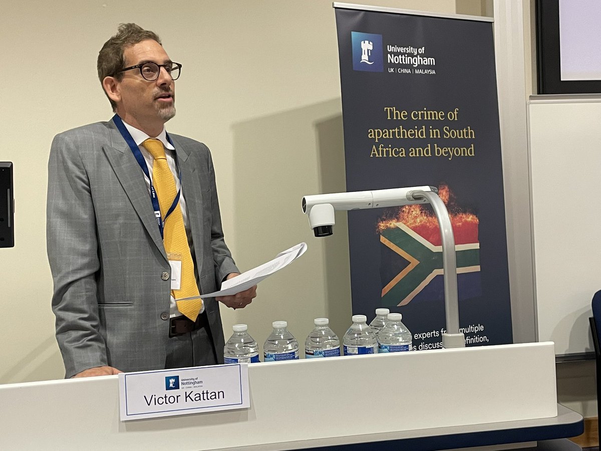We are underway.. Head of School <a href="/olympiabekou/">Prof. Olympia Bekou</a> and conference convenor <a href="/VictorKattan/">Victor Kattan</a> welcome attendees to ‘The crime of #Apartheid in South Africa and beyond’. 

Two days of fascinating discussions ahead!