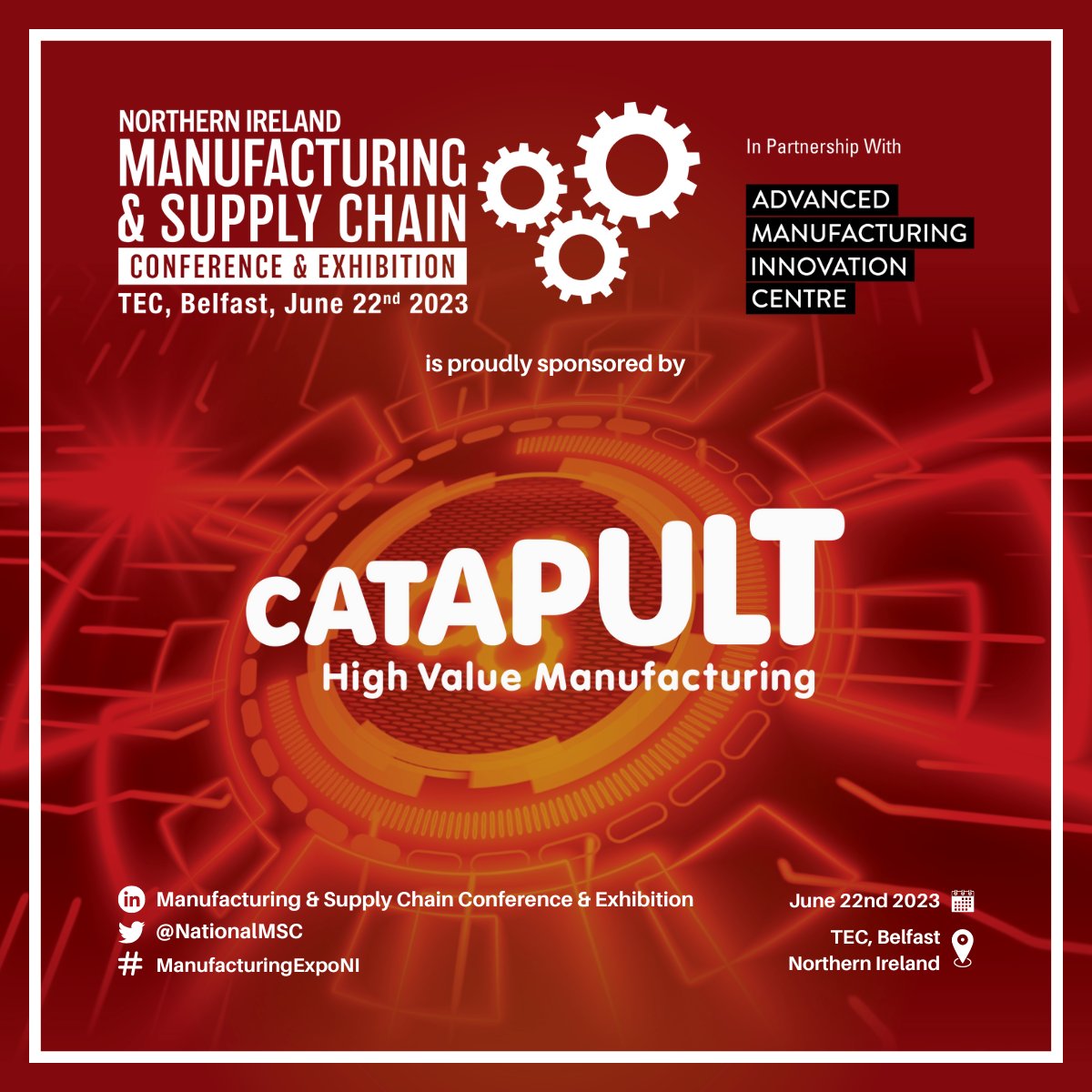 Thanks, to @HVM_Catapult, for sponsoring the Northern Ireland Manufacturing & Supply Chain Conference! Your commitment to advanced manufacturing technologies & sustainable future is commendable.

#SponsorAppreciation #HVMC #ManufacturingExpoNI