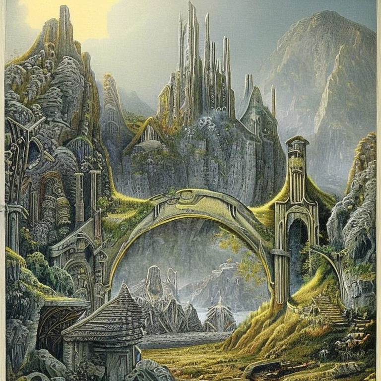 numenor ruins  (style of ernst haeckel) #tolkien #StableDiffusionAI #generatedart #AIArt #Artwork #painting #fantasyart