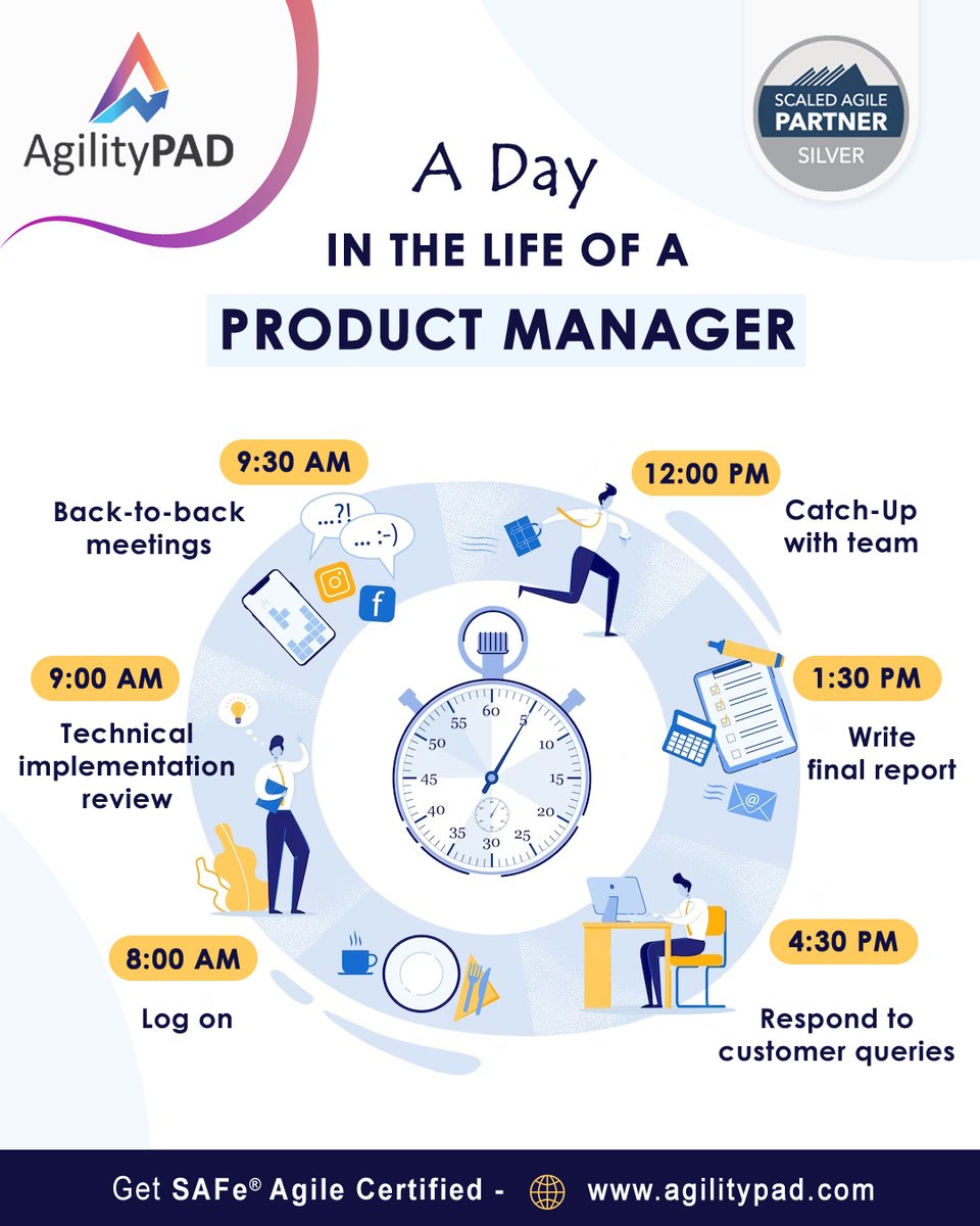 A day in the life of a Product Manager!

Enroll Now for SAFe® APM Certification.
✅ Get $50 OFF

agilitypad.com/safe-agile-pro…

#Safe6 #agilitypad #productmanager #projectmanager #designthinking #training #lean #scrummaster #scrumtraining #coaching #agile #career #APM