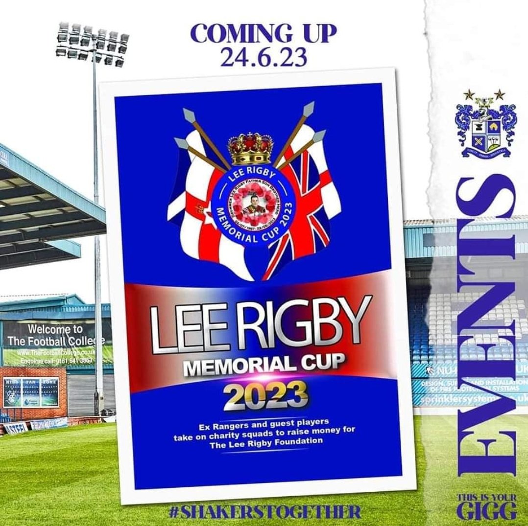 LEE RIGBY MEMORIAL CUP 2023 🇬🇧

Few days to go now!  

Rangers Select v North West Superstars, Lee Rigby Memorial Cup 2023 

Tickets ⬇️ 

buryfcss.merlintickets.co.uk/product/EVENT0…