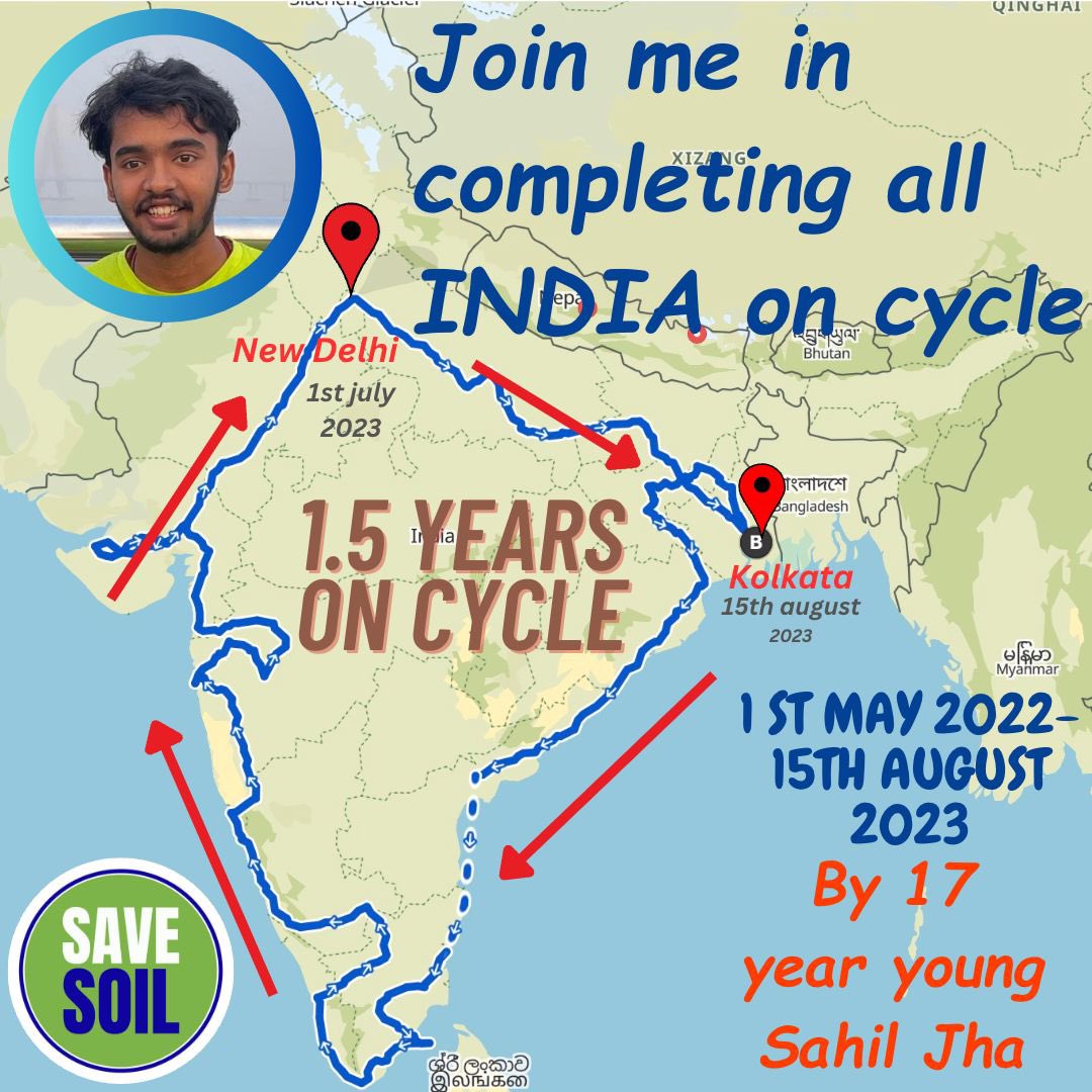 Hey #Delhi , are you ready for a wave of #savesoil After completing 11,000+ km’s crossing through 11 states of India alone on cycle I am coming to your city to encourage and inspire people to voice for #soil . For few weeks i had to pause my ride for spine pain but now I am Back