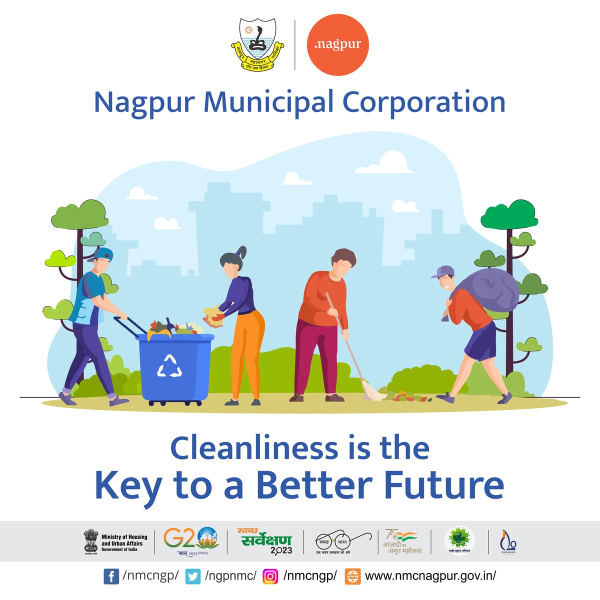 Cleanliness is the Key to a Better Future

#SwachhSurvekshan2023 #SwachhataKeDoRang #MyCityMyPride #Plasticfreecity #GoGreen #YehMeraSheharHai #IndiavsGarbage #nagpurcity #MissionLiFE #ChooseLiFE #environment
#CleanNagpur #माझीवसुंधरा #majhivasundhara