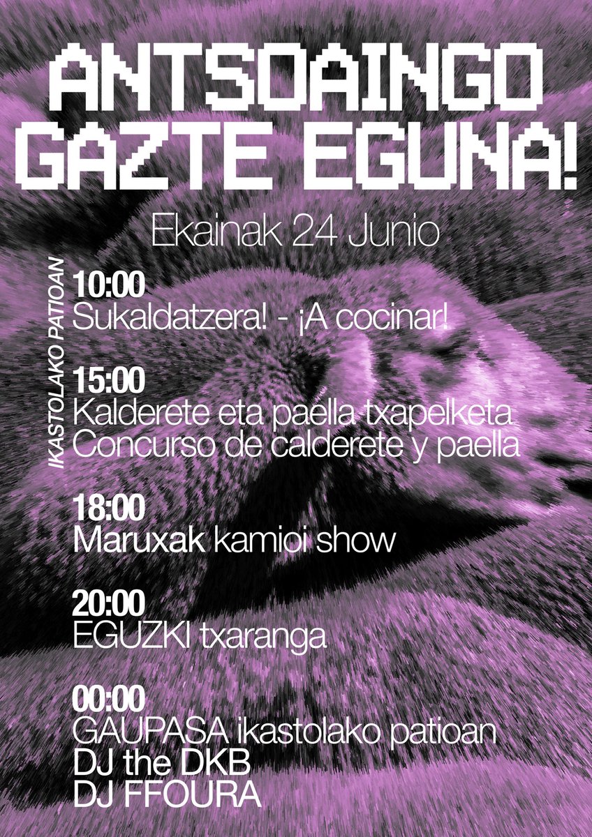 Gazte astea martxan da gure herrian!🤪
Durante toda la semana estamos teniendo diferentes actividades y el sábado acabaremos con el gazte eguna!

Larunbatean gazte eguna! Dena prest??🤩