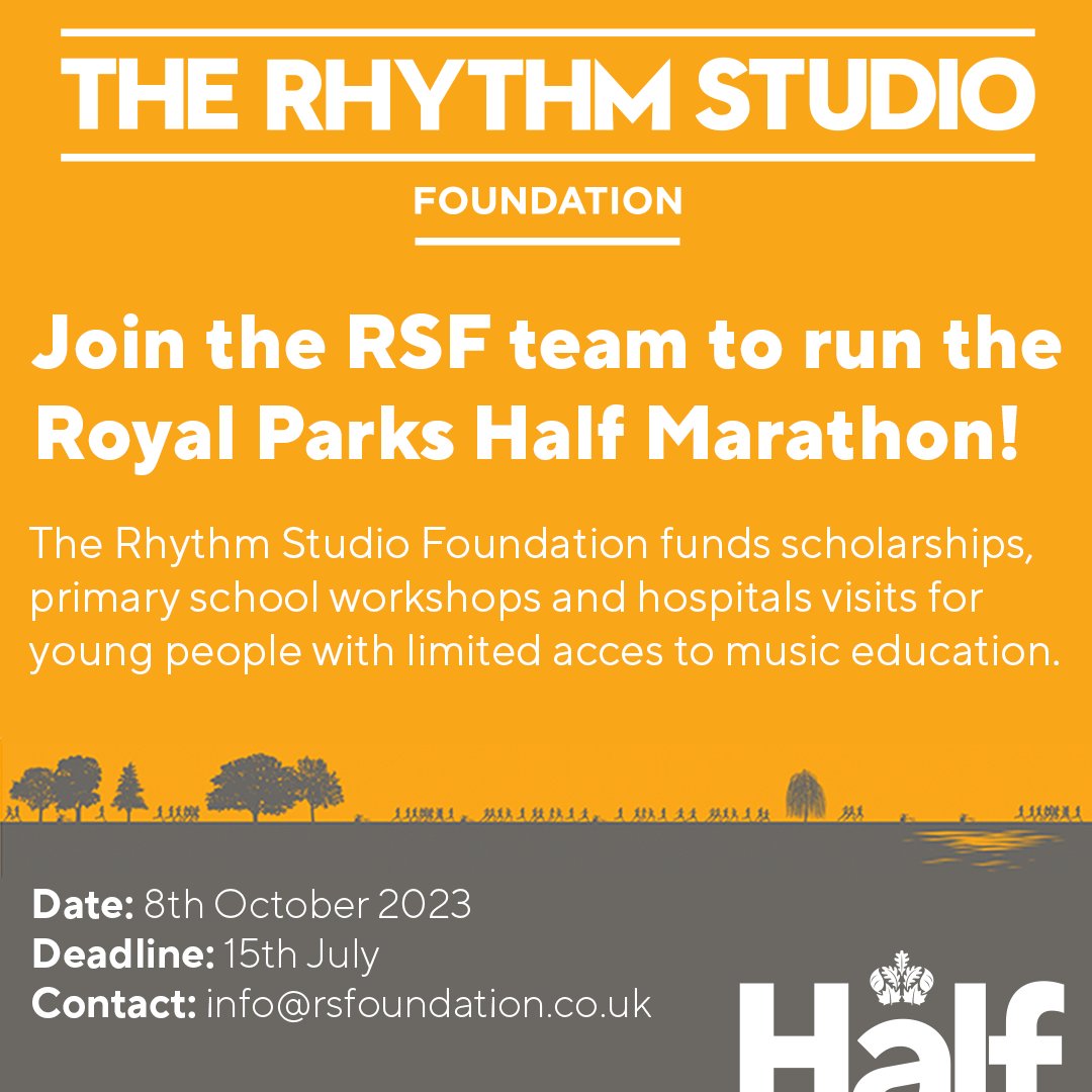 We're looking runners to join The Rhythm Studio Foundation team for the Royal Parks Half Marathon! We'll be fundraising to support young people with limited access to music eduction.