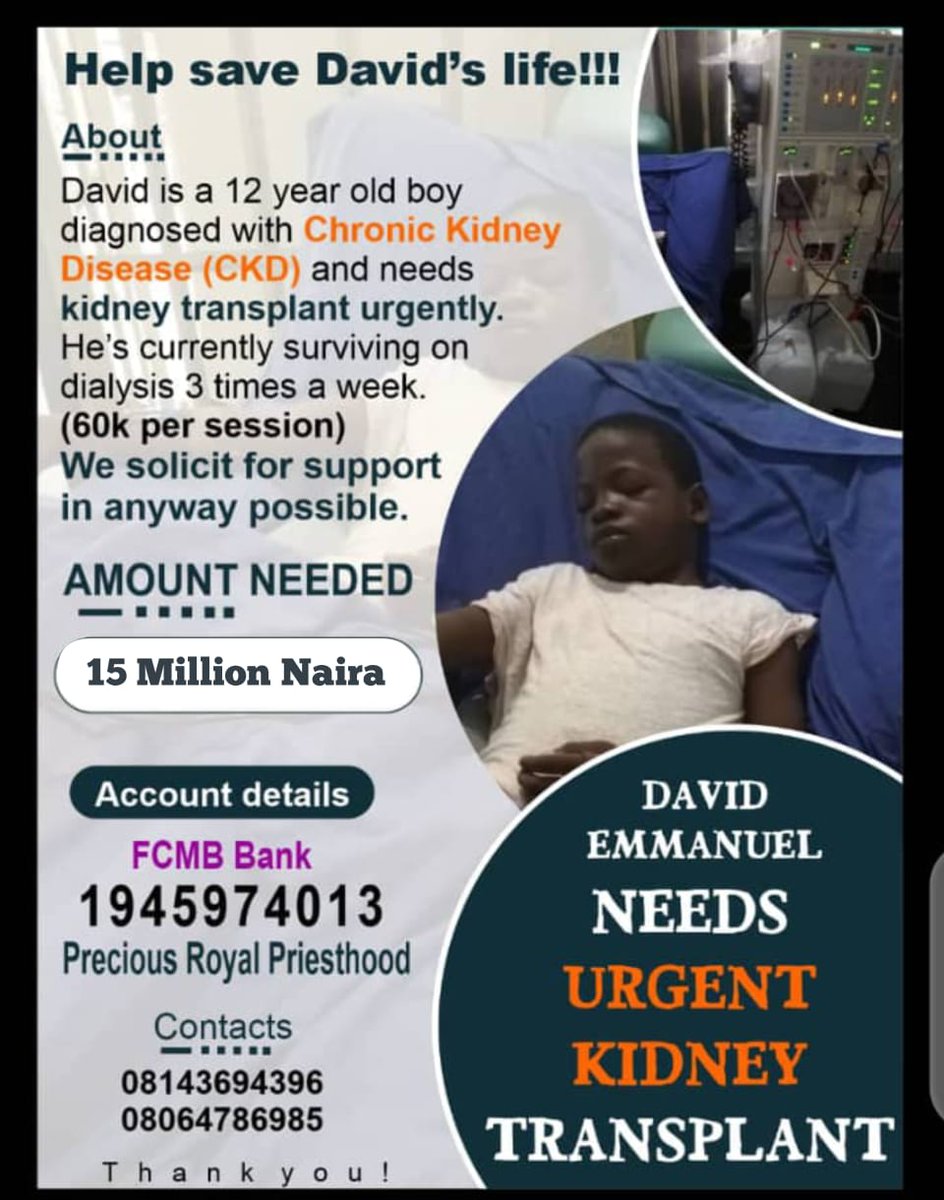 Please we need help please. He's due for dialysis now. Please