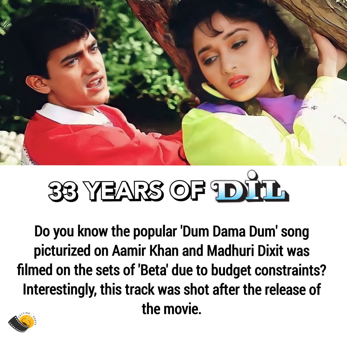 Locking horns with Sunny Deol's 'Ghayal' at the box office on June 22, 1990 was Indra Kumar's 'Dil'. We bring you a fun fact about this Aamir Khan-Madhuri Dixit starrer as the film completes 33 years today.

#33YearsOfDil #dil #aamirkhan #madhuridixit #bollywood #cuttingshots