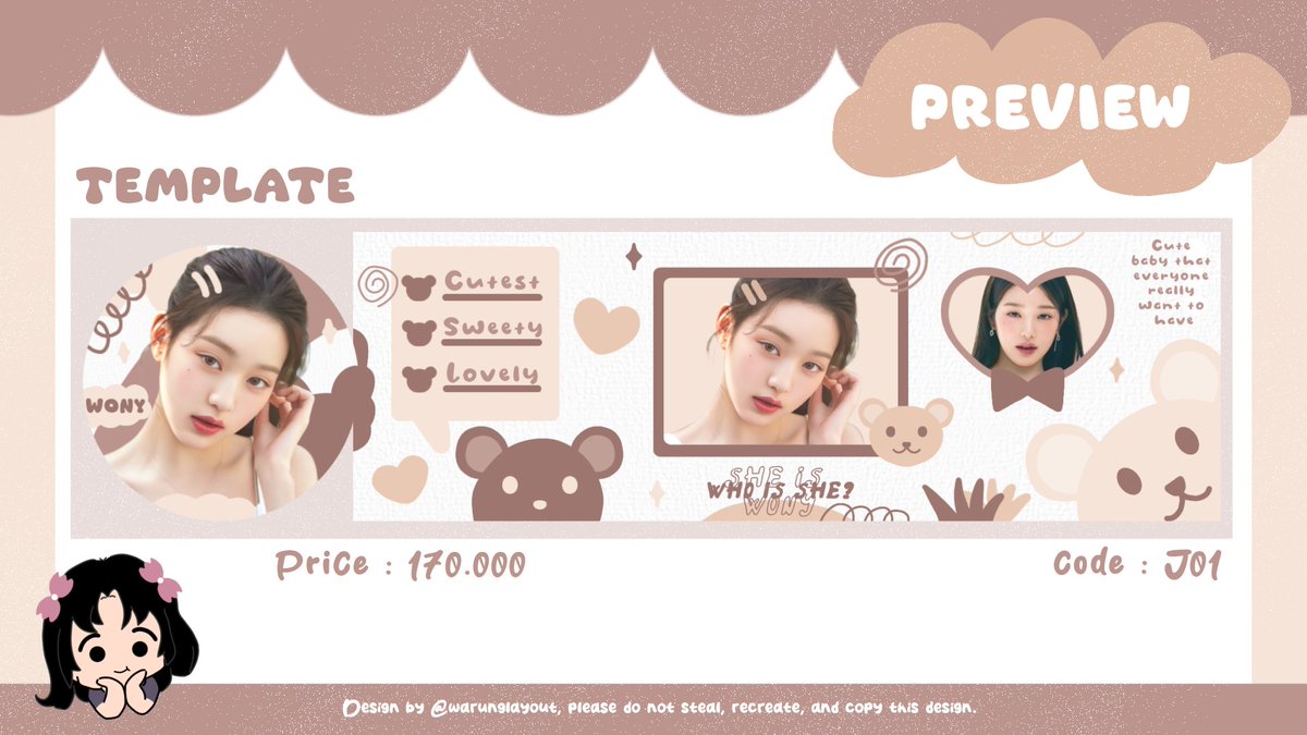 — help rt thank you! 

Halooo aku ada template layout bear (IPV ONLY) sangat cocok buat kalian yang mau nambah catalog atau mau mulai BA 🐰 Semua elemennya bisa direcolor ya 💭 harganya sudah tertera di pict untuk tnc bisa cek dibawah ya 🍓🥨

#zonauang #zonajajan