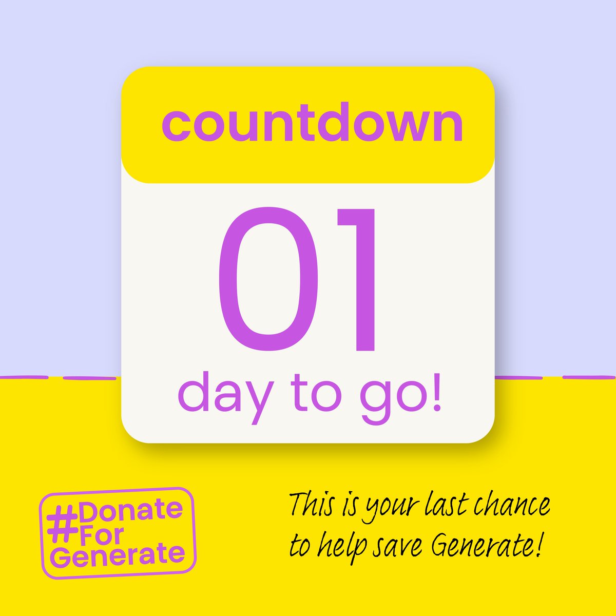 aspexportsmouth's tweet photo. There's only one day to go to #DonateForGenerate⏰
We've been blown away by your amazing generosity so far, and we're hoping that it continues before the crowdfunder ends tomorrow
Big or small, every donation will make a huge difference! Donate here https://t.co/4zFcStvewr https://t.co/QsG0Vp0Yud
