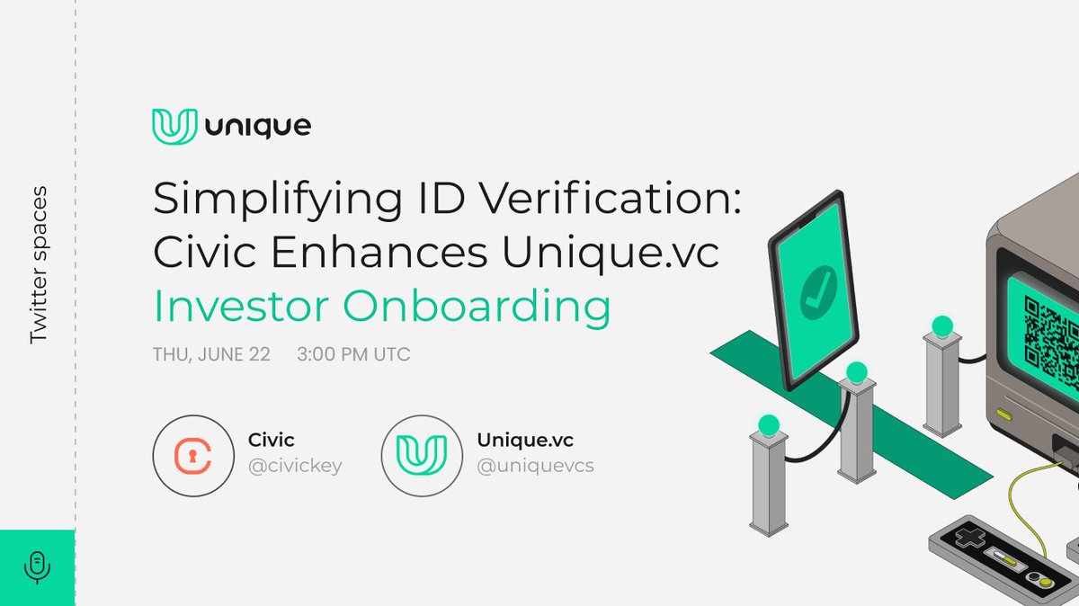 Don't miss out on today's #TwitterSpaces with @civickey! We'll discuss the capabilities of identity management solutions by Civic Technologies and how we implemented them to streamline #investor onboarding on our platform. Tune in at 3:00 PM UTC: twitter.com/i/spaces/1jMJg…