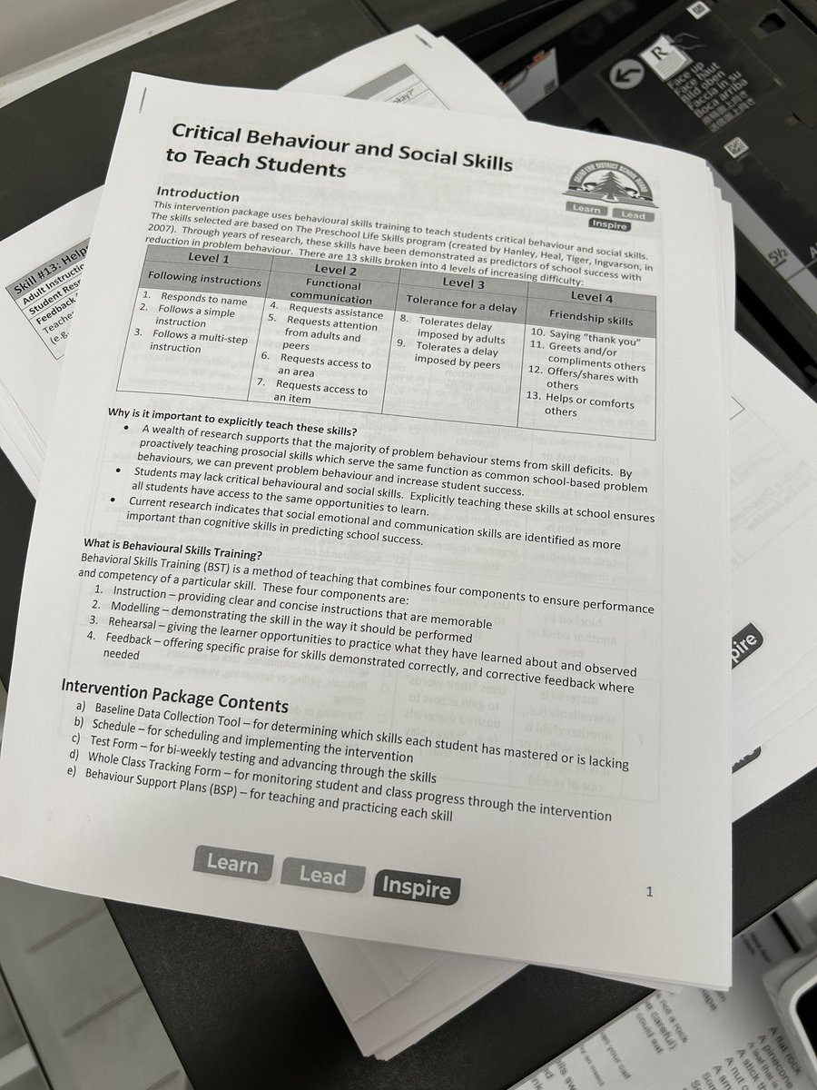 At <a href="/CCPSCougars/">Caledonia Centennial</a> for another day of sharing our critical skills package based on Hanley et al.’s Preschool Life Skills Program.  Because, teaching skills prevents problem behaviour!