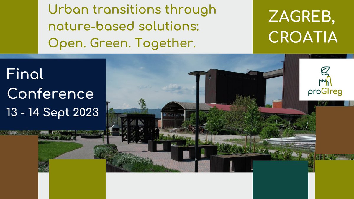 Join our final conference to:
🥬Learn about the regeneration of post-industrial areas through #naturebasedsolutions! 
📔 Access the market-ready #NBS and business model catalogue!
🪧Visit the #NBS sites of our host city Zagreb 🇭🇷
Register: progireg.eu/events/?c=sear…