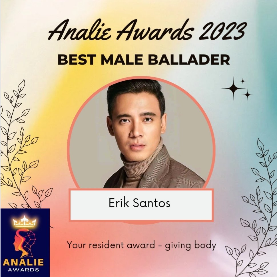 ℹ️ Erik Santos (@ErikSantos_ESFO ) is our 'Best Male Ballader '.

#AnalieAwards2023
#ErikSantos