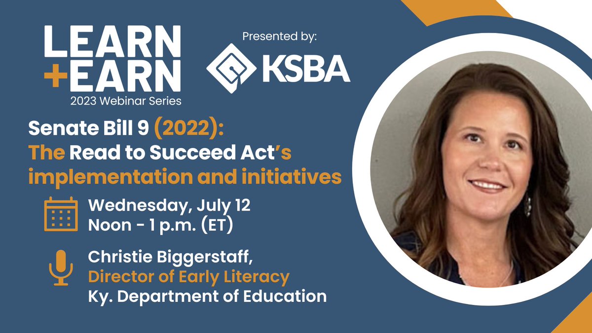 2022’s Read to Succeed Act could transform how Ky. empowers children to read before exiting grade 3. Join us July 12 as <a href="/MrsCBiggerstaff/">Christie Biggerstaff, Ed.S</a>, director of Early Literacy for <a href="/KyDeptofEd/">KY Dept of Education</a>, will discuss KY Reading Academies, implementation &amp; assessments. Register: bit.ly/3s1a0wO