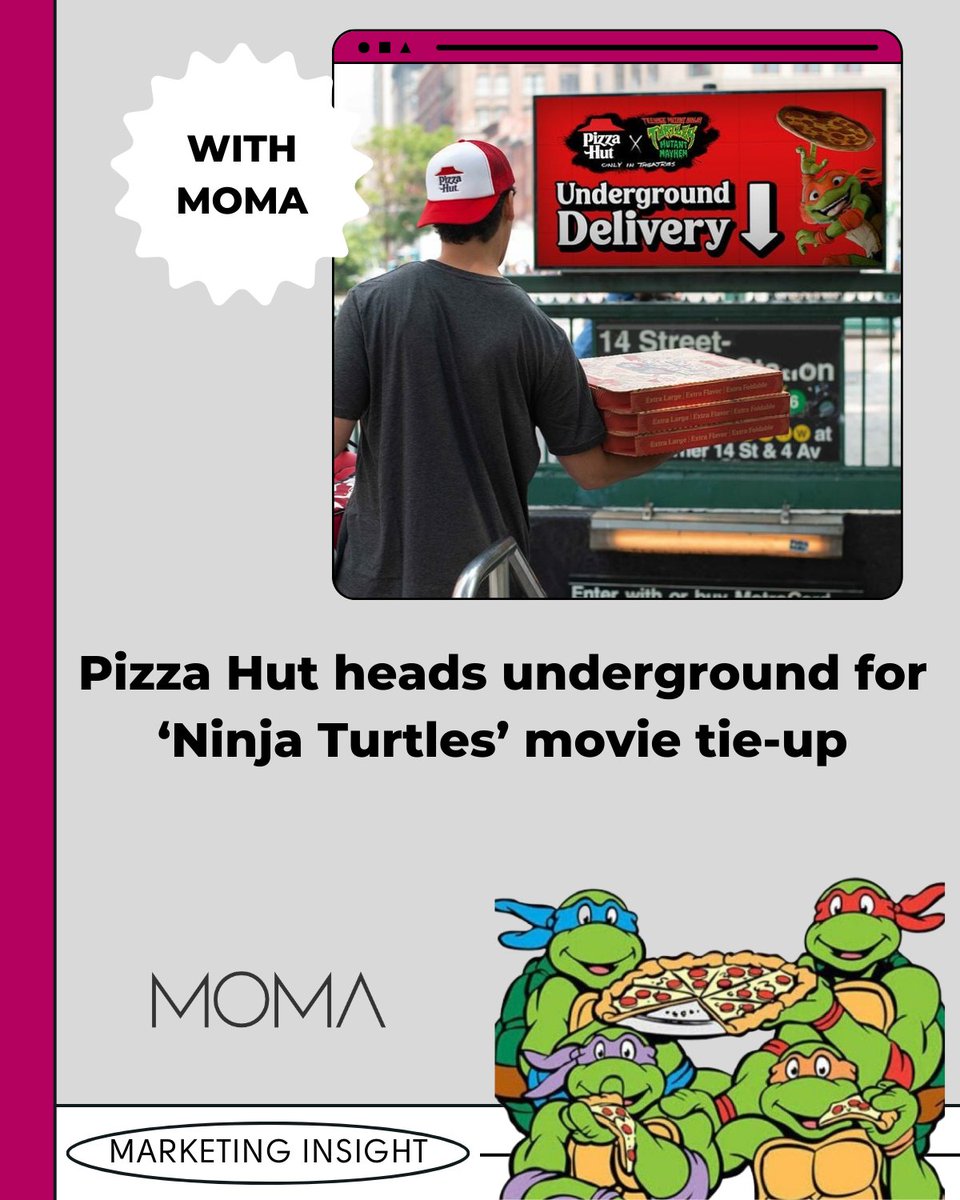 MOMAmarketing_'s tweet image. 🍕Pizza Hut heads underground for ‘Ninja Turtles’ movie tie-up🐢

Click on the link to read more and let me know what you think below!
linkedin.com/posts/modern-m…

#marketing #marketingstrategy #campaignanalysis #marketingcampaigns