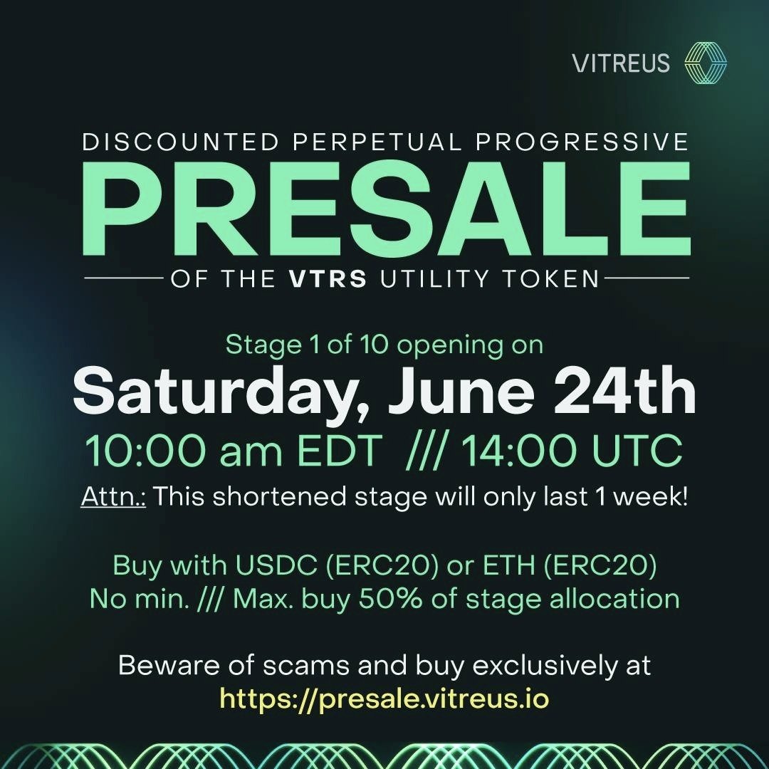 DianaSanchez_04's tweet image. Be a part of @VitreusChain, a crypto with real world use cases!

💎Compliant proof of stake blockchain  
💎Own/Operate your own vNode
💎Self-sovereign digital ID - CyberID
💎B2B solutions for Tradfi and Energy

Visit @VitreusChain to learn more! 

Presale begins June 24th!