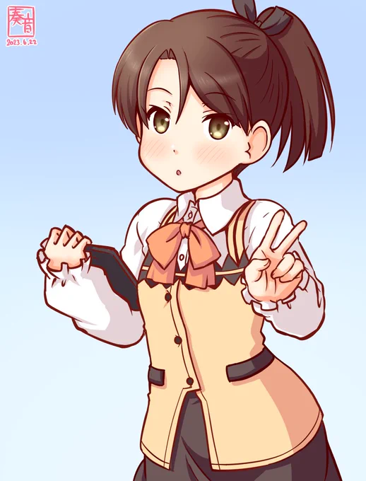 そうそう、コーヒーふたつね! 奥の部屋で一緒に飲もうよ…アッアッ  #艦これ版真剣お絵描き60分一本勝負_20230622 #敷波