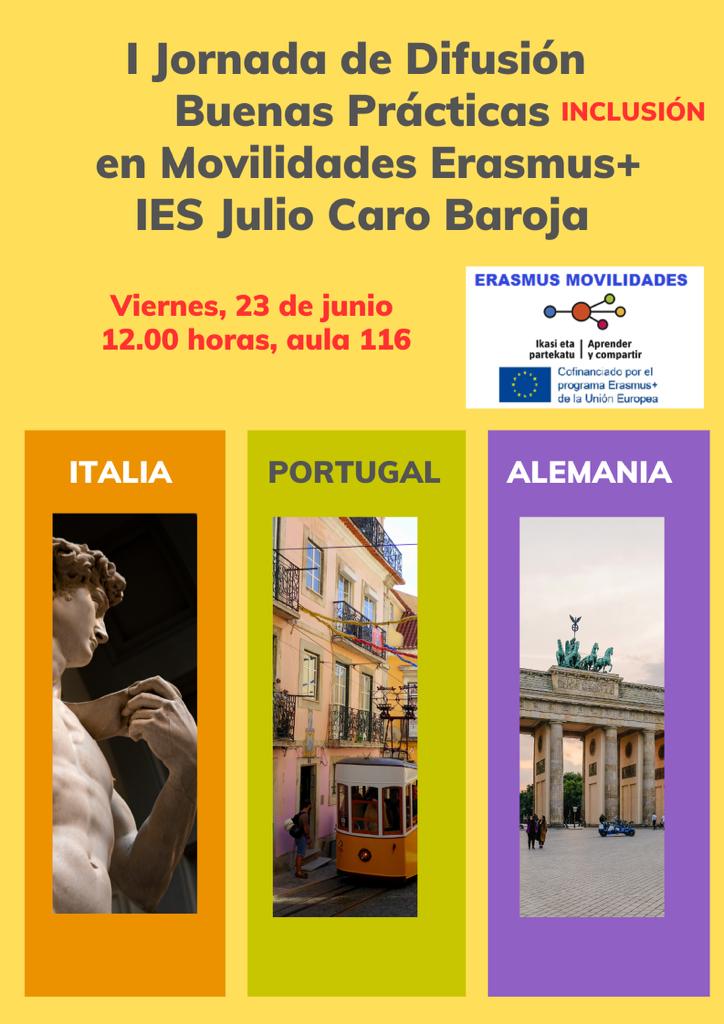 Mañana terminamos muy bien la semana en el <a href="/IESJCBAROJA/">Julio Caro Baroja</a>.
Muchas ganas de escuchar a todos los compañeros/as que han participado en las movilidades Erasmus del <a href="/CREENA_Navarra/">CREENA_NHEBZ</a> durante este curso.
<a href="/sepiegob/">SEPIE</a> <a href="/hlasherasfabo/">Hugo Lasheras Fabo 🌎🐢🐋🌋🍀</a> <a href="/Ldesanti1/">Luisa De Santisteban</a> <a href="/mariafotografa7/">María Eugenia Pérez.</a> <a href="/educacion_na/">Educación-Hezkuntza</a>