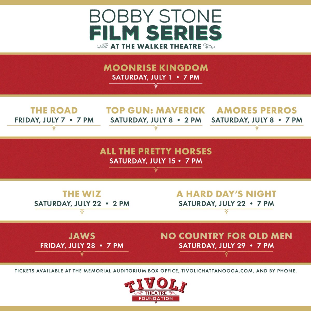 We're thrilled to invite you in to the Walker Theatre this summer for the Bobby Stone Film Series!

Tickets for the entire series are on sale now! bit.ly/3rtrvWF